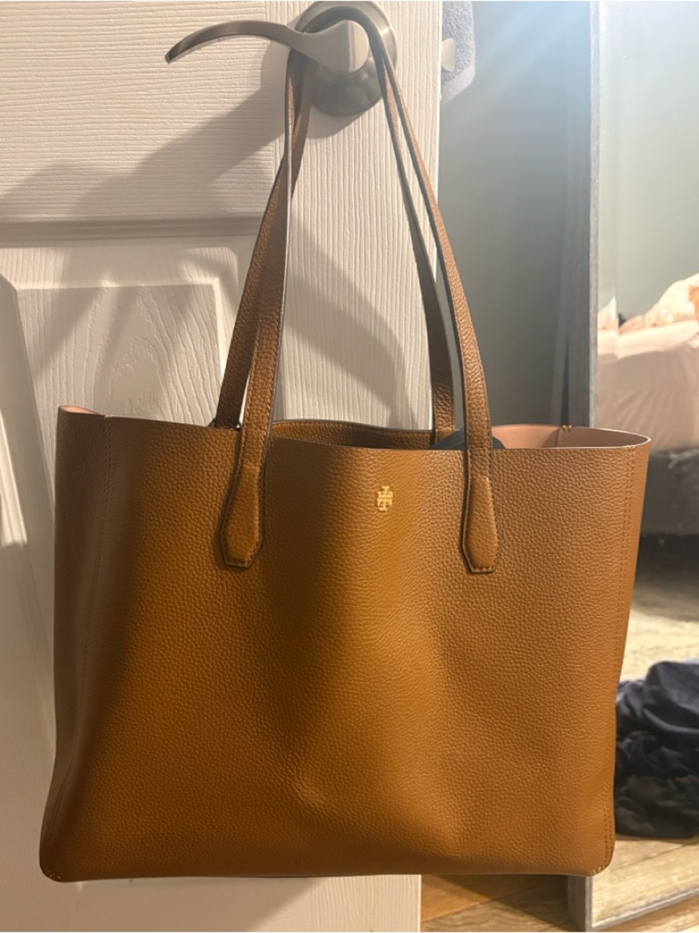 Tory Burch Caramel Tan Leather Tote Blake Bag - Large Carryall